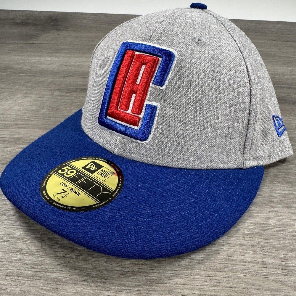 New Era Los Angeles Clippers Hat Cap Fitted Mens 7 1/4 Gray Blue NBA Low Crown